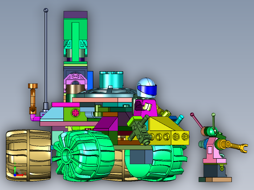 矿物采集车积木前视图