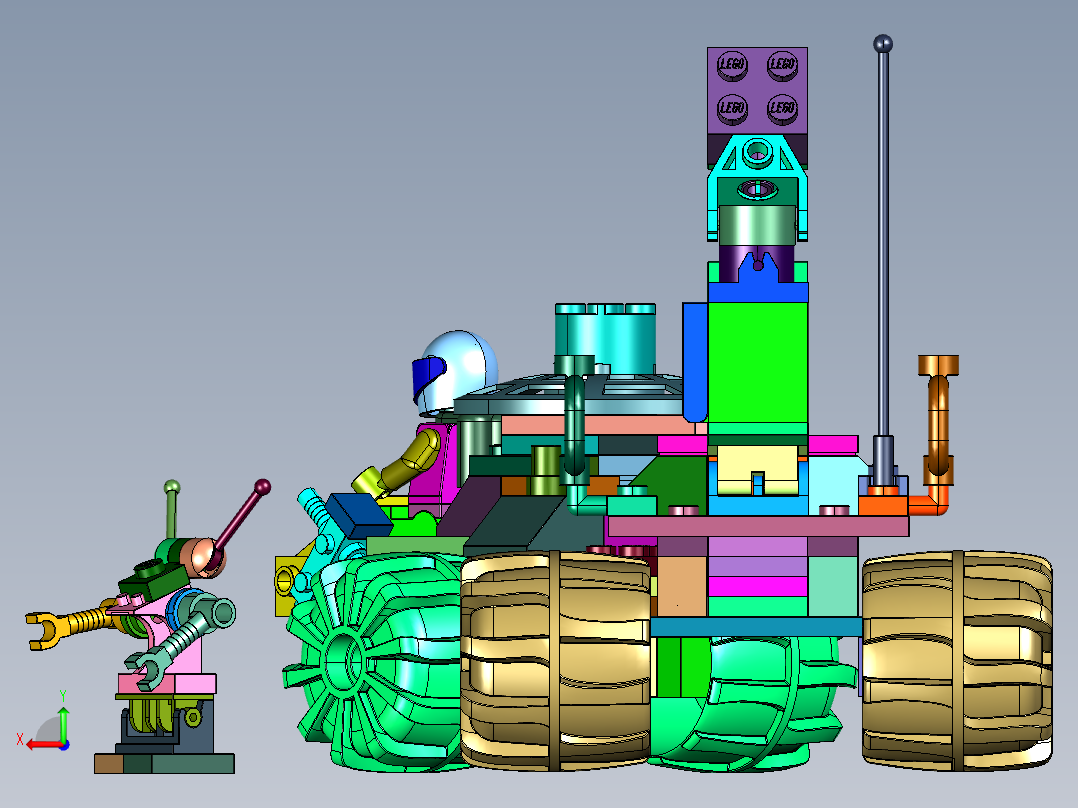 矿物采集车积木后视图