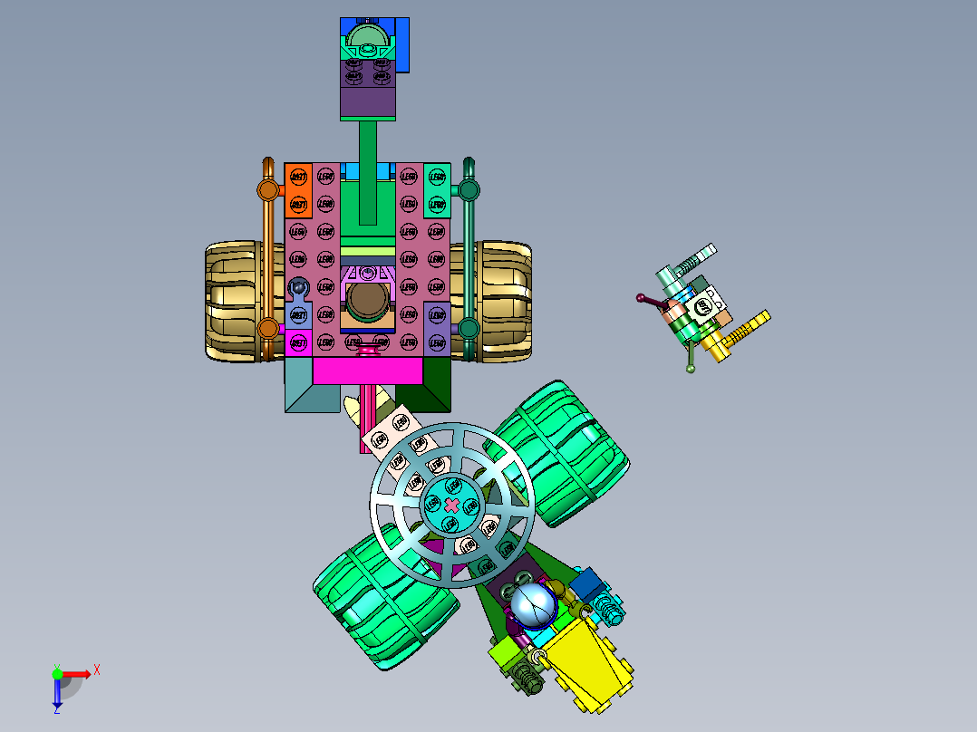 矿物采集车积木俯视图