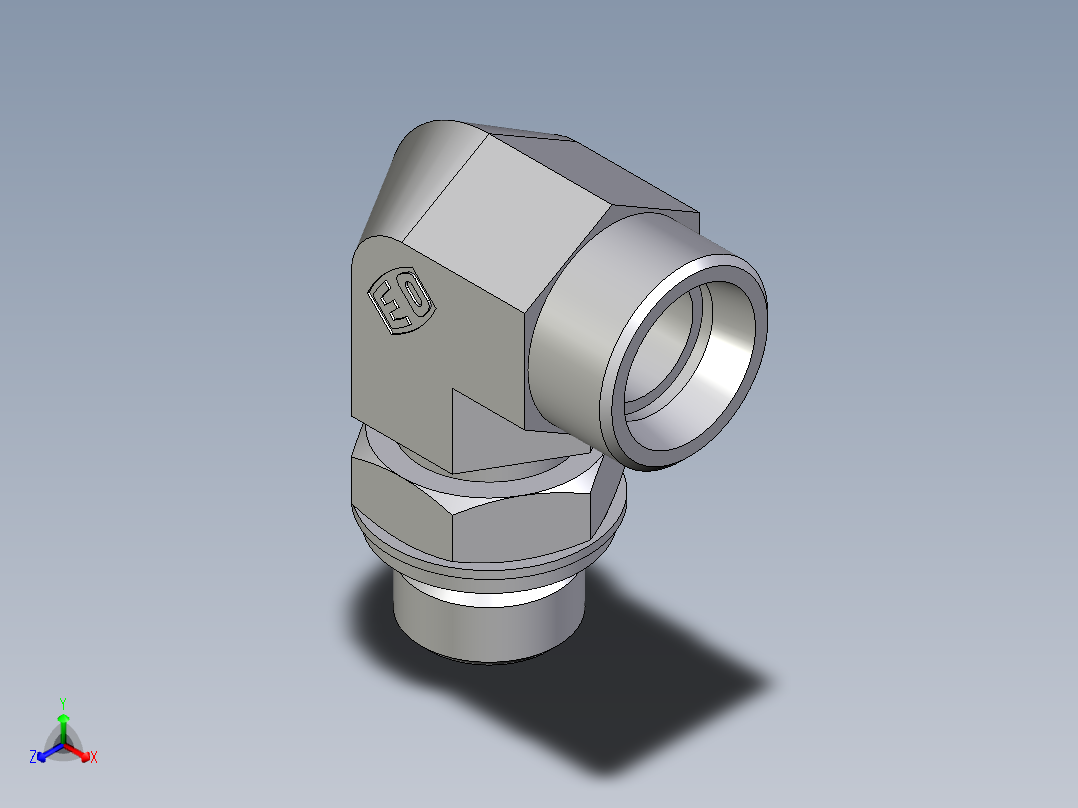 卡套式工业通用硬管接头EO_Adjustable_Locknut_elbow_WEE18LROMDCF主视图