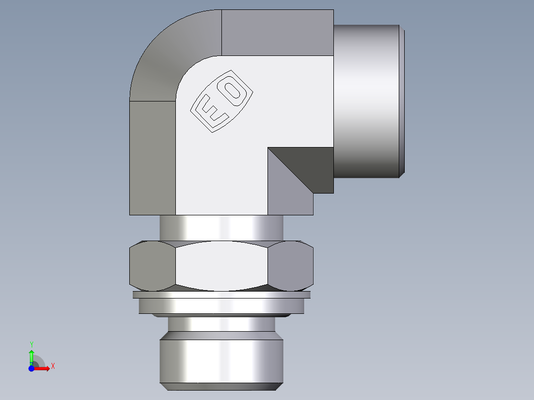 卡套式工业通用硬管接头EO_Adjustable_Locknut_elbow_WEE18LROMDCF前视图