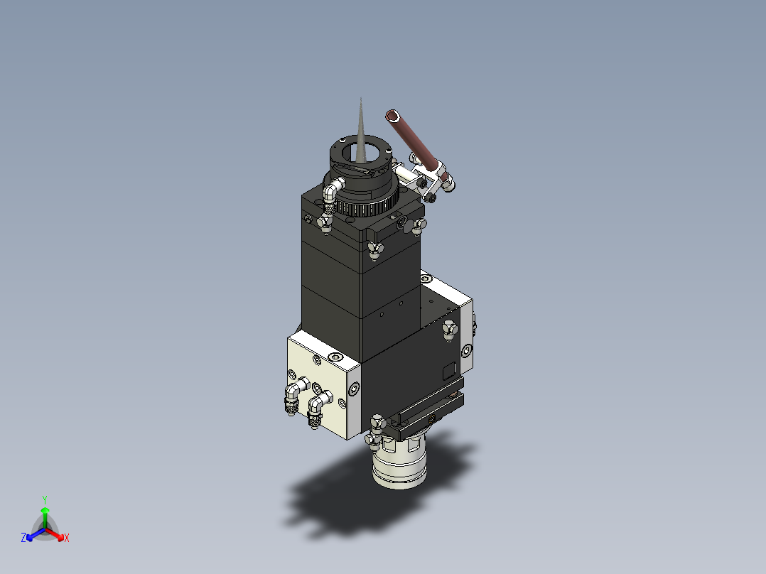 激光光纤加工头三维==1112437==80正等轴测图