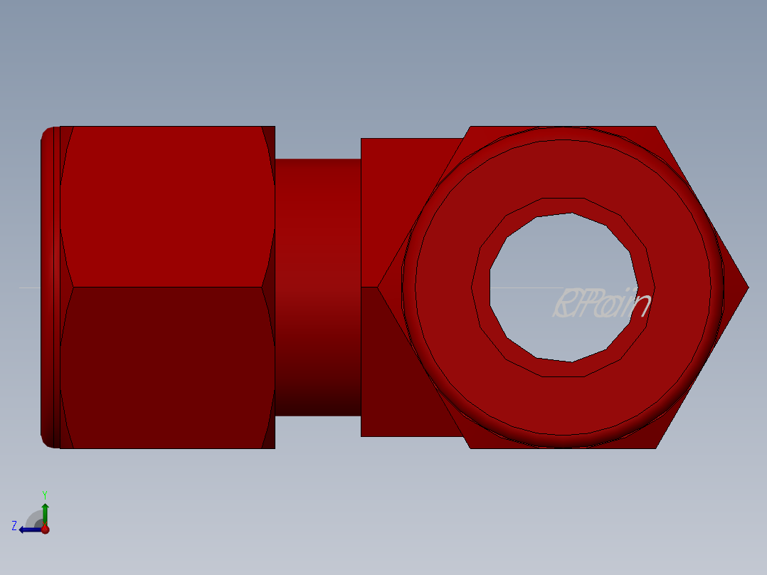 solidworks-lok tubing branch tee右视图