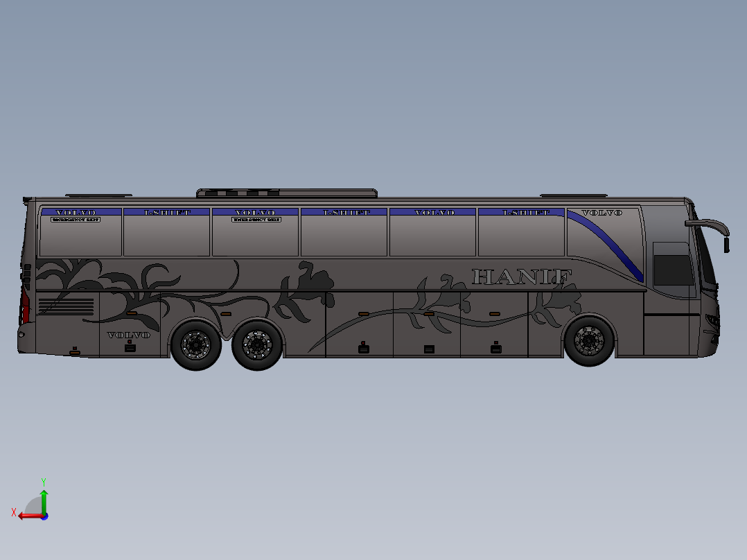 客车、公交车、尔沃大巴(2)后视图