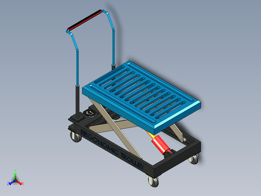 B2004749-剪叉式升降手推车正等轴测图