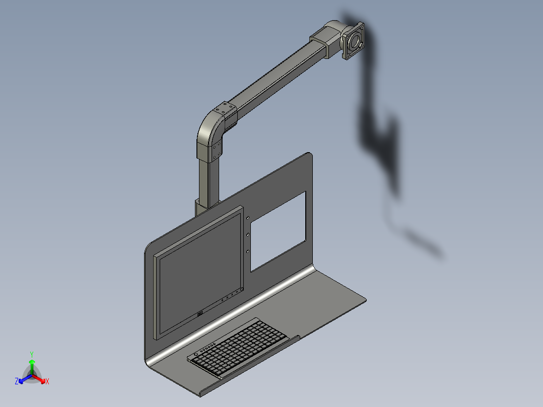屏幕支撑悬臂正等轴测图