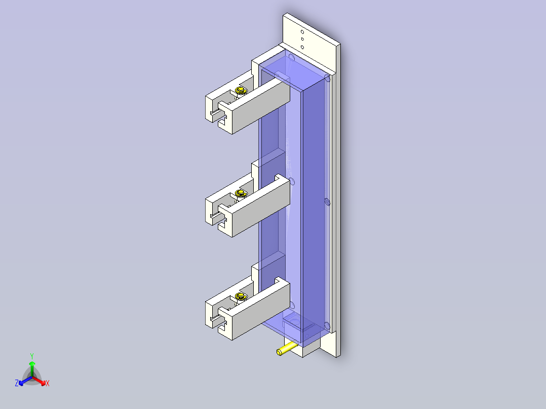 一款长尺寸工件固定夹具3D图纸主视图