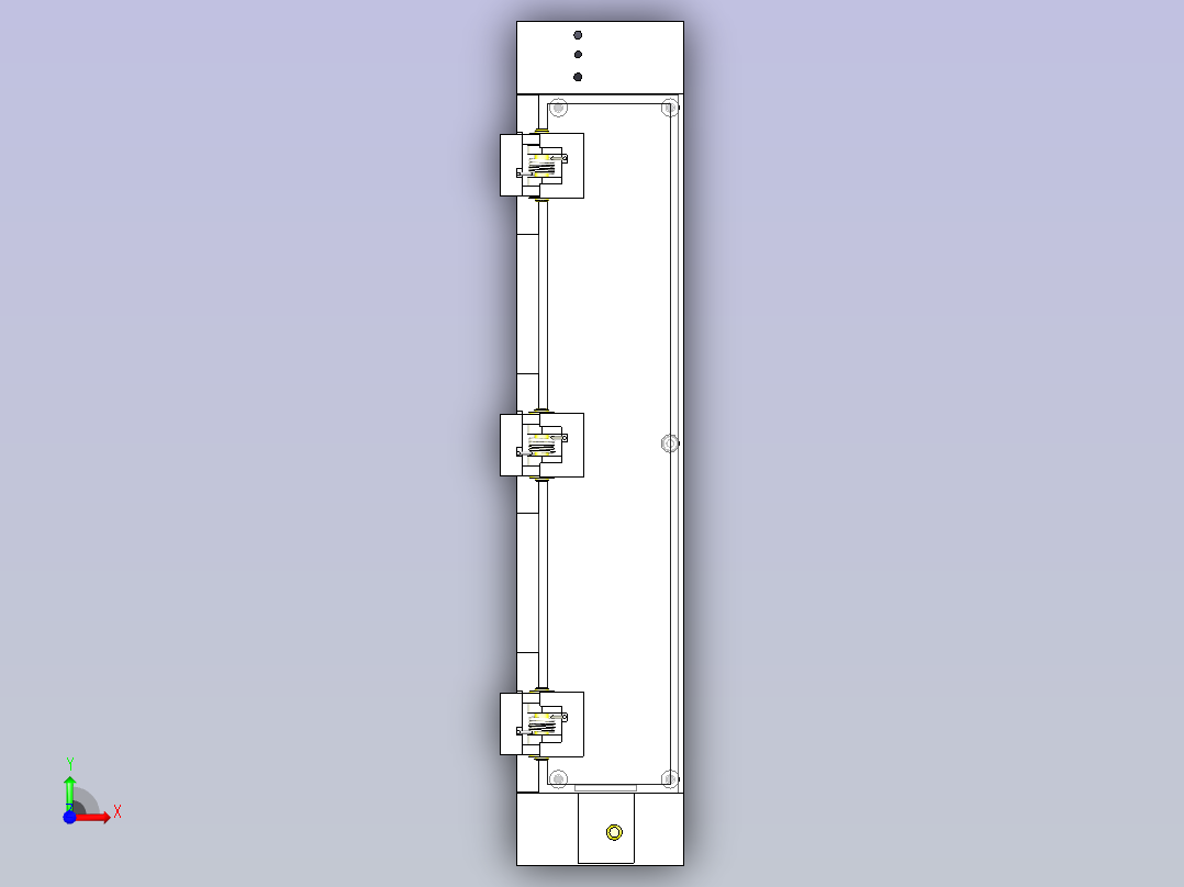 一款长尺寸工件固定夹具3D图纸前视图