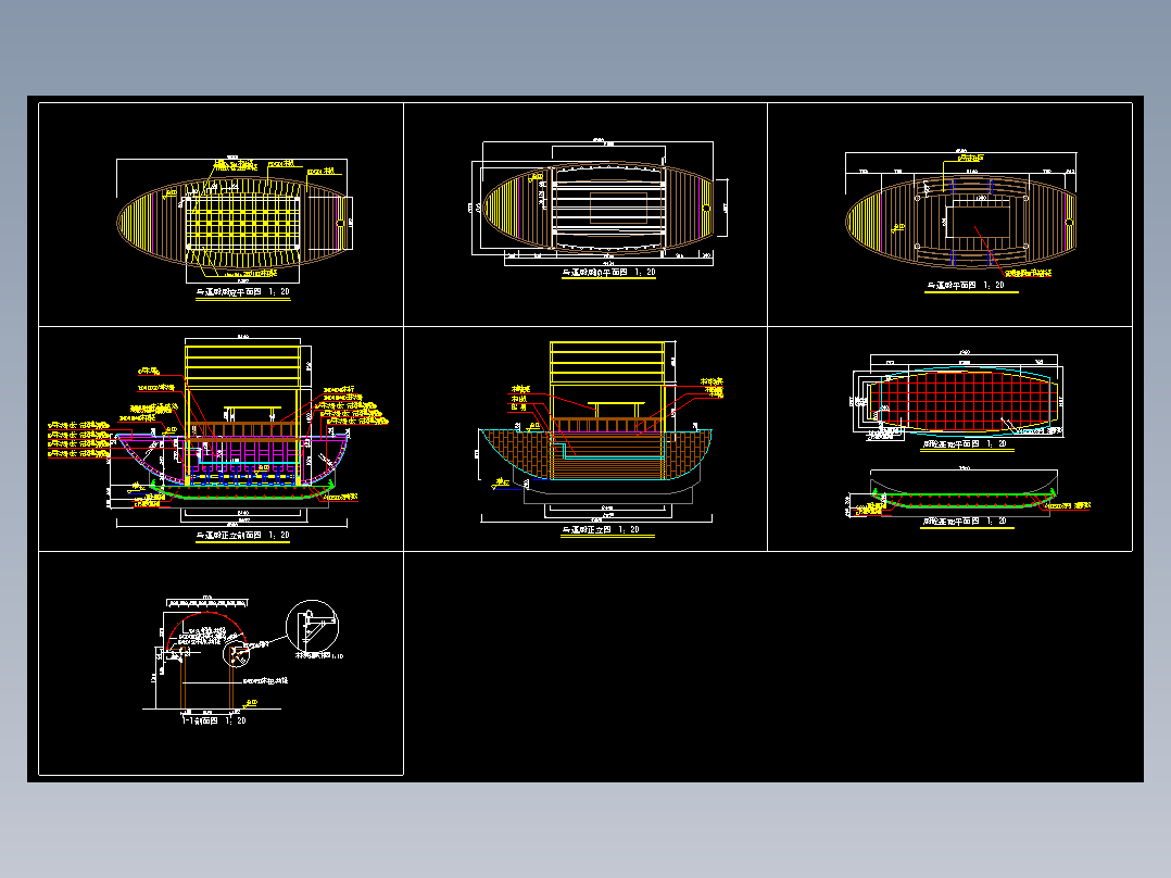 水上餐厅乌篷船节点cad图纸园林景观节点详cad图
