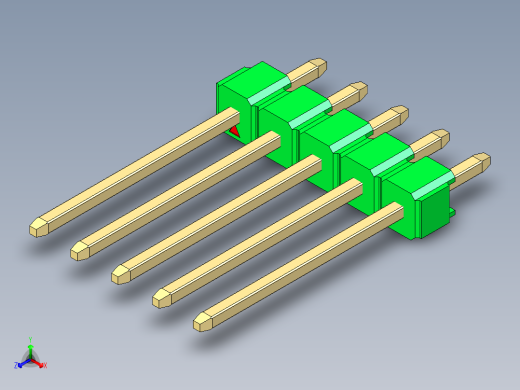 彩色公头100mil（2.54mm）系列-DS1021_green_1x05p_100mil_Type5_rev1.0