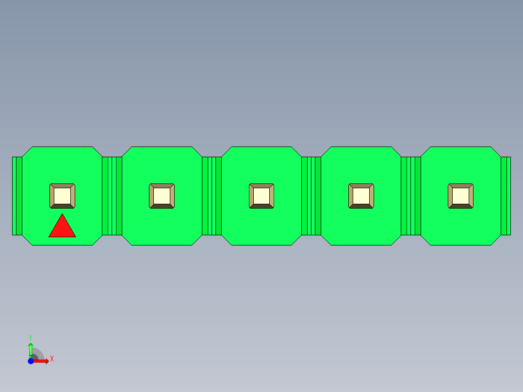彩色公头100mil（2.54mm）系列-DS1021_green_1x05p_100mil_Type5_rev1.0前视图