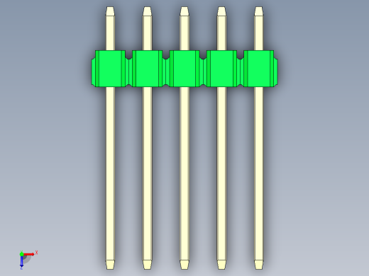 彩色公头100mil（2.54mm）系列-DS1021_green_1x05p_100mil_Type5_rev1.0俯视缩略图
