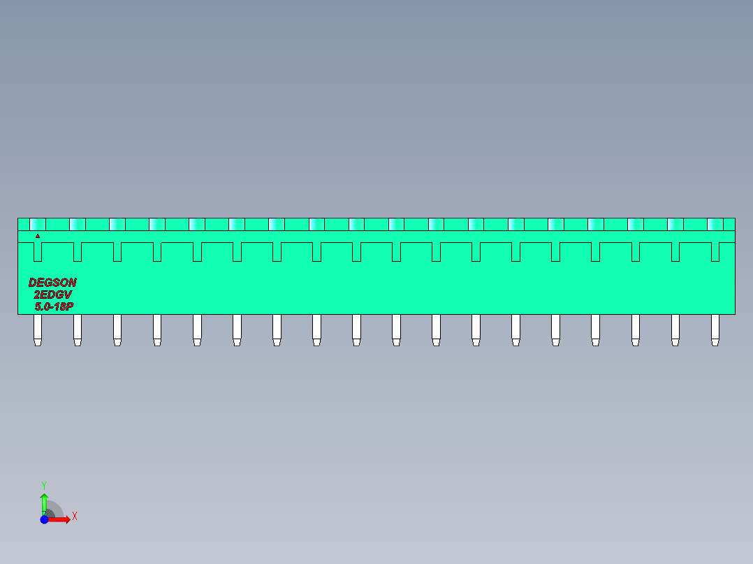 DEGSON 2EDG 系列 5.0mm 可插拔接线端子组-2EDGV-5.0-18P-14-00AH前视图