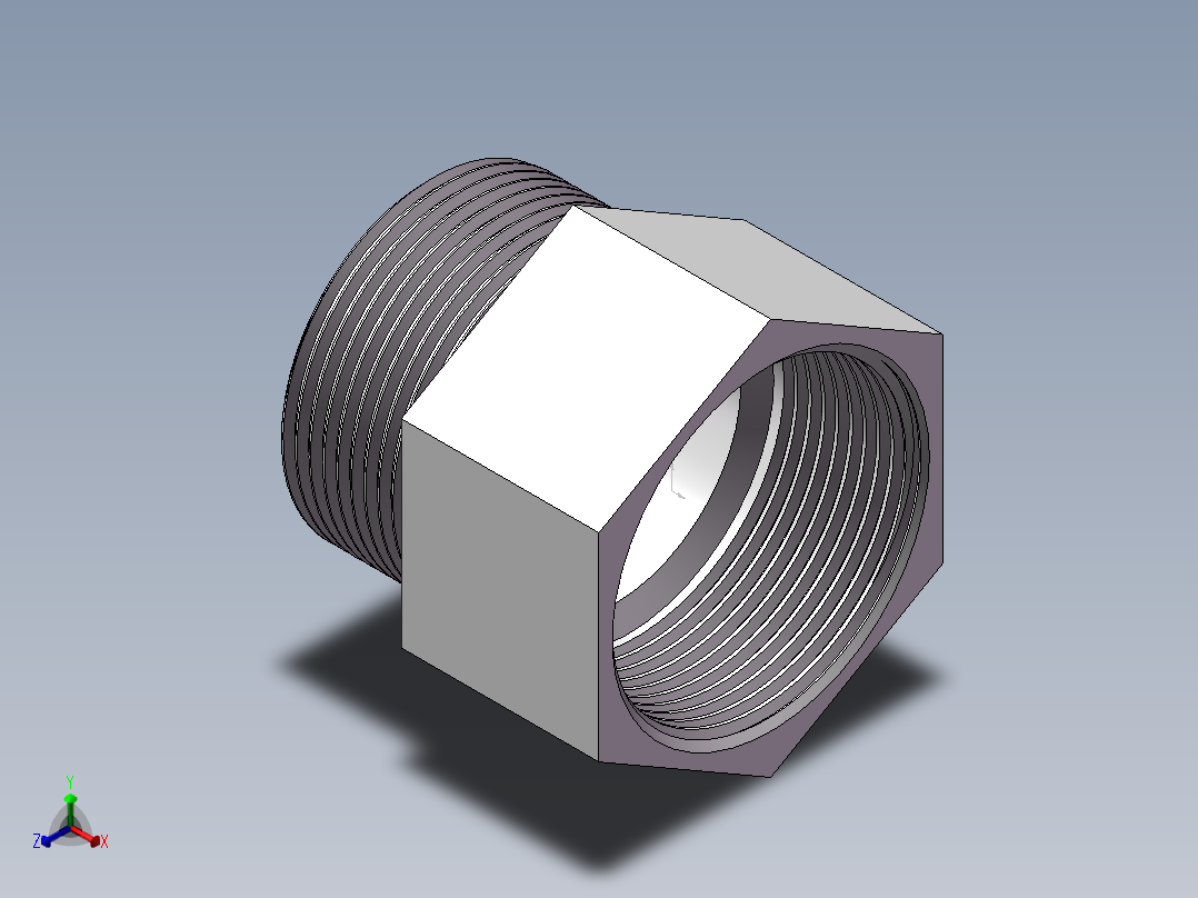 转接头-内外丝等径 DN40正等轴测图