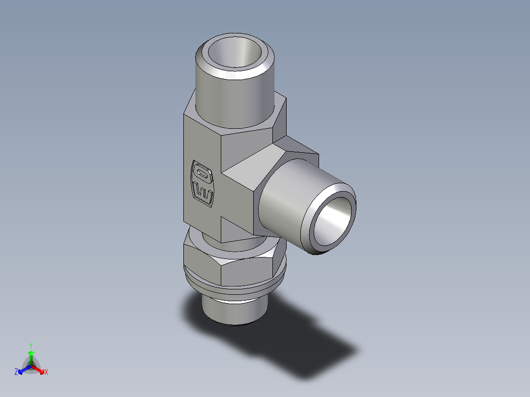卡套式工业通用硬管接头EO_Adjustable_locknut_run_tee_LEE06LMOMDCF主视图
