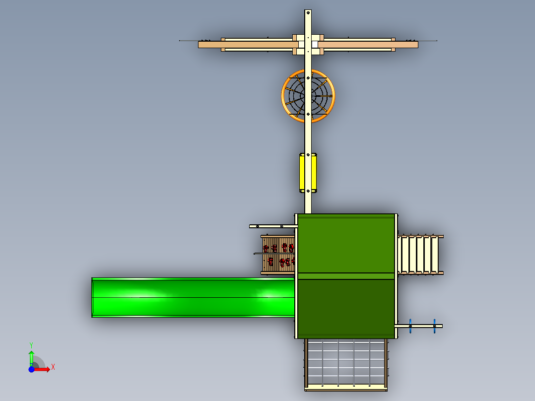儿童滑梯和攀岩墙前视图