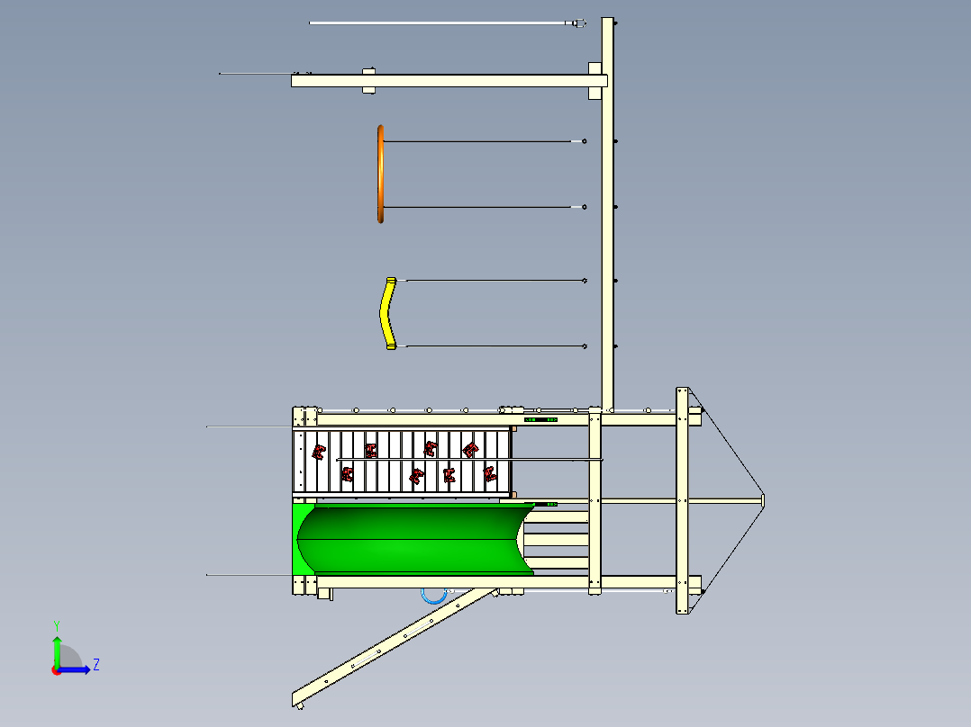 儿童滑梯和攀岩墙左视图