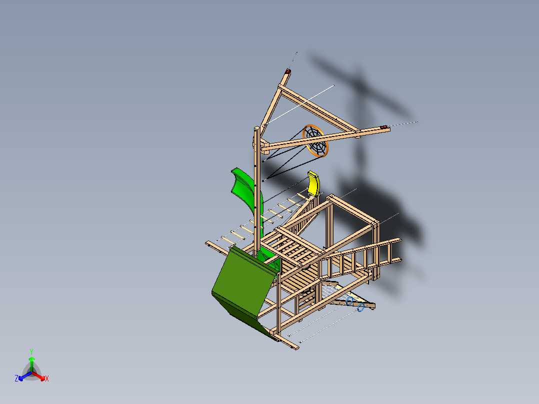 儿童滑梯和攀岩墙正等轴测图