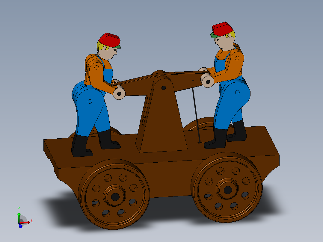 可动推车工人玩具