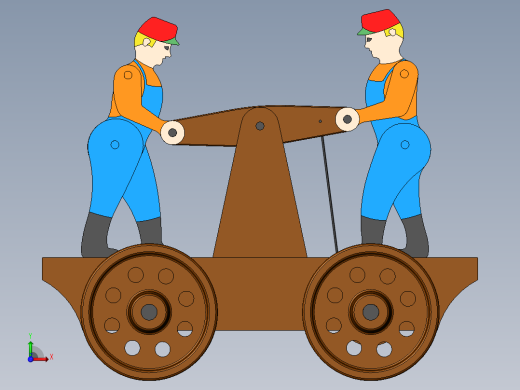 可动推车工人玩具前视缩略图