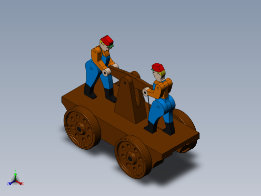 可动推车工人玩具正等轴测缩略图