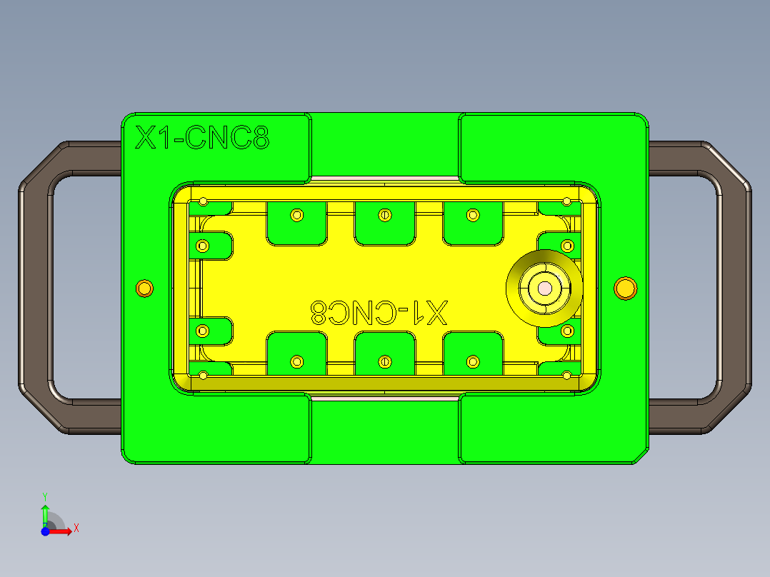 X1-笔记本CNC工装夹具三维模型CNC8-0109前视图