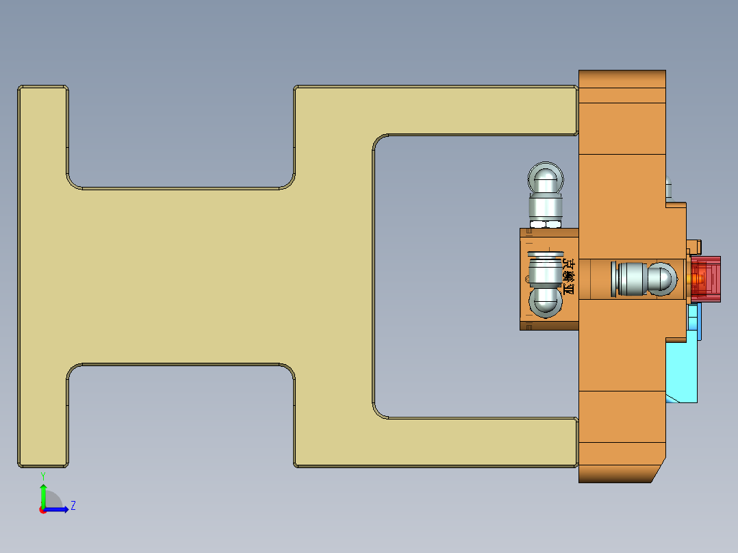 320-0690小零件CNC工装夹具三维模型-CNC0内腔结构加工治具-200120左视图