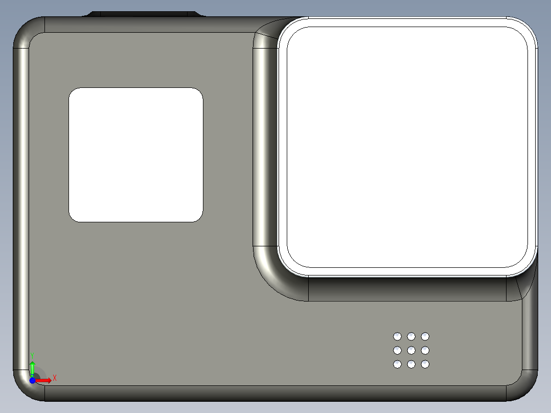 GoPro Hero 8黑色，带底部双支架和模式按钮前视图