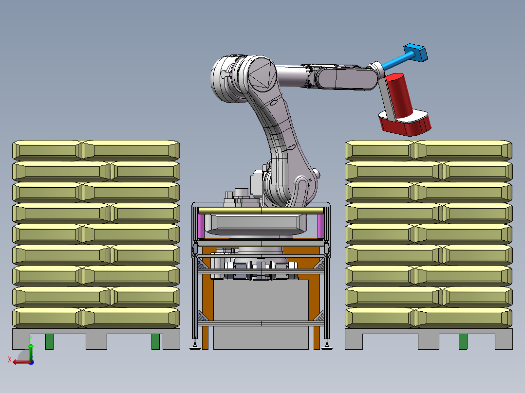 机器人料包清刷拆包（1对2）方案后视图