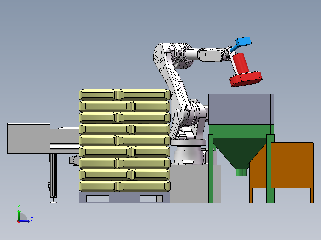 机器人料包清刷拆包（1对2）方案左视图
