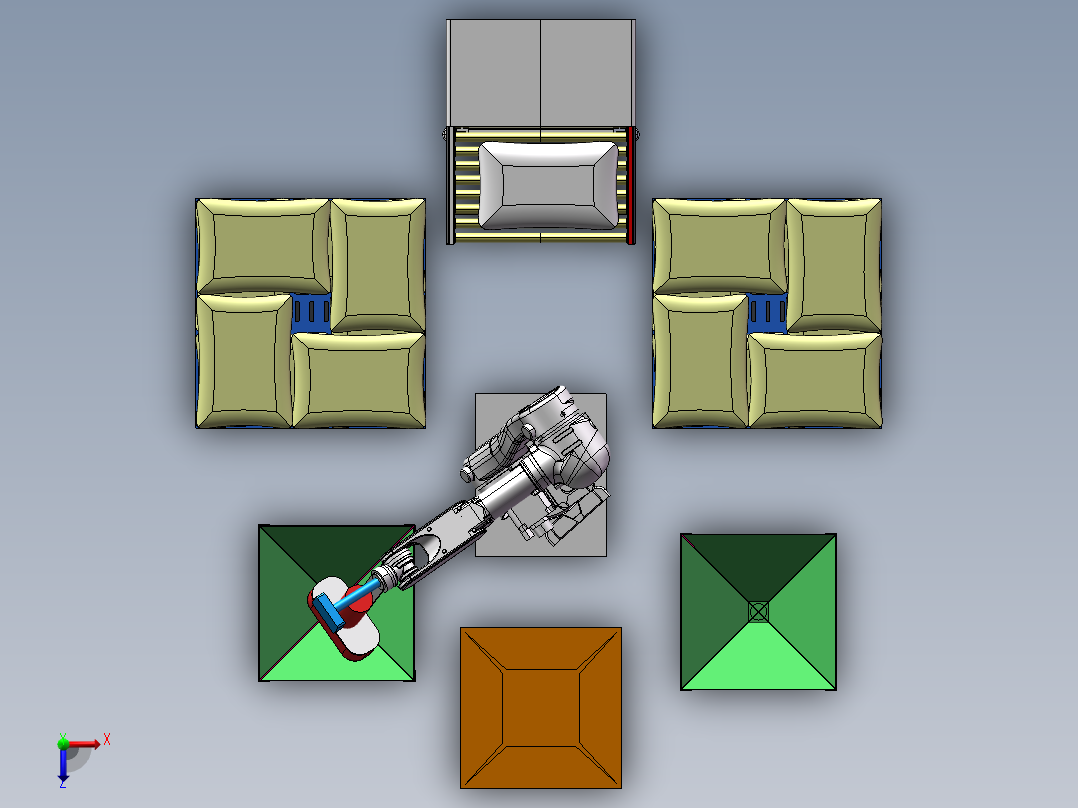 机器人料包清刷拆包（1对2）方案俯视图
