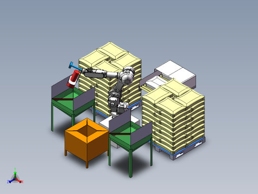 机器人料包清刷拆包（1对2）方案正等轴测缩略图