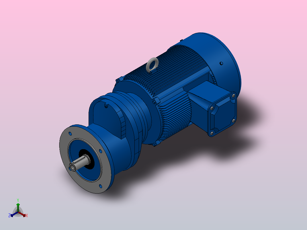 RXF67法兰轴伸式安装斜齿轮减速机RX67-Y3-4P-100-M1-0°-Φ200正等轴测图