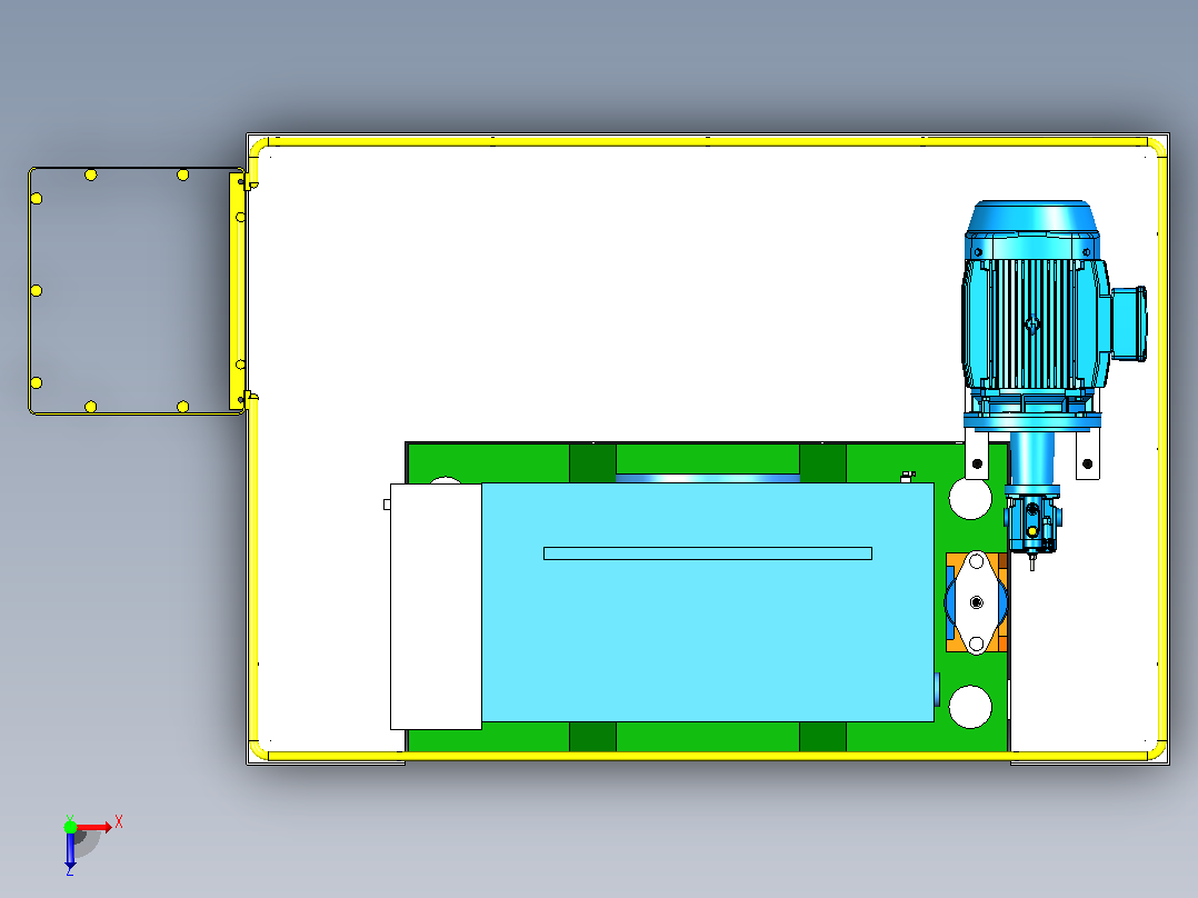 600T精密冲床3D模型俯视图