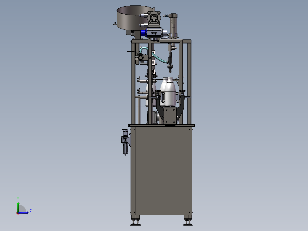 瓶灌装封口机全自动生产线3d图纸三维模型 瓶灌装封口机3d图纸左视图