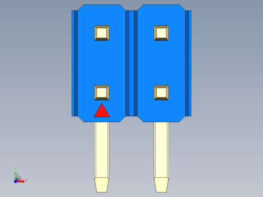 彩色公排针 100mil 2.54mm 系列-DS1022_blue_2x02p_100mil_TypeD_rev1.0前视缩略图