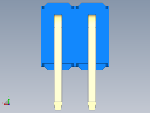 彩色公排针 100mil 2.54mm 系列-DS1022_blue_2x02p_100mil_TypeD_rev1.0后视缩略图