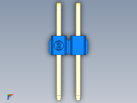 彩色公排针 100mil 2.54mm 系列-DS1022_blue_2x02p_100mil_TypeD_rev1.0俯视缩略图