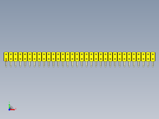 彩色公排针 100mil 2.54mm 系列-DS1022_yellow_2x32p_100mil_TypeD_rev1.0前视缩略图