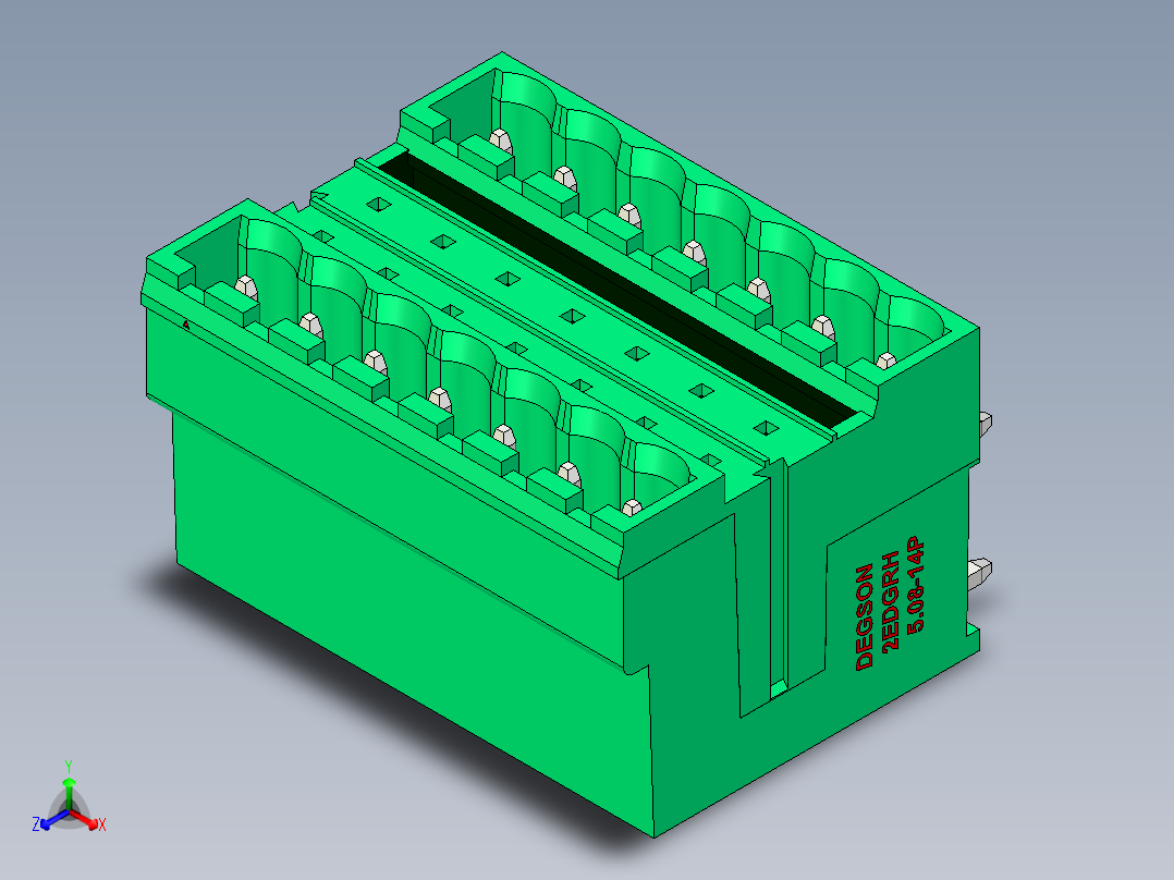 DEGSON 2EDG 系列 5.08mm 可插拔接线端子组-2EDGRH-5.08-14P-14-00AH正等轴测图