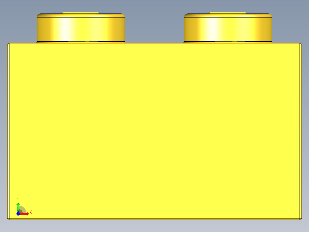 乐高套装 4421基本积木-300424 Bright Yellow Brick 1 x 2.STEP前视图