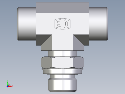 卡套式工业通用硬管接头EO_Adjustable_locknut_branch_tee_TEE16SROMDCF前视缩略图