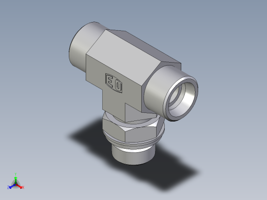 卡套式工业通用硬管接头EO_Adjustable_locknut_branch_tee_TEE16SROMDCF正等轴测缩略图