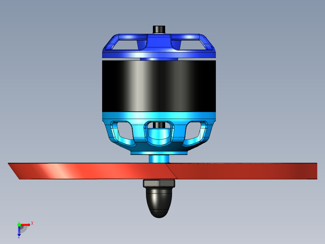 无刷直流电机（外转子）和环形螺旋桨俯视图