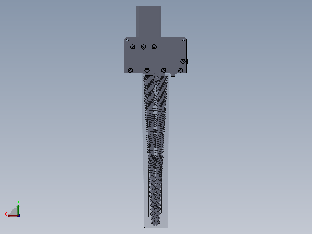 双螺杆挤出机构三维+二维后视图
