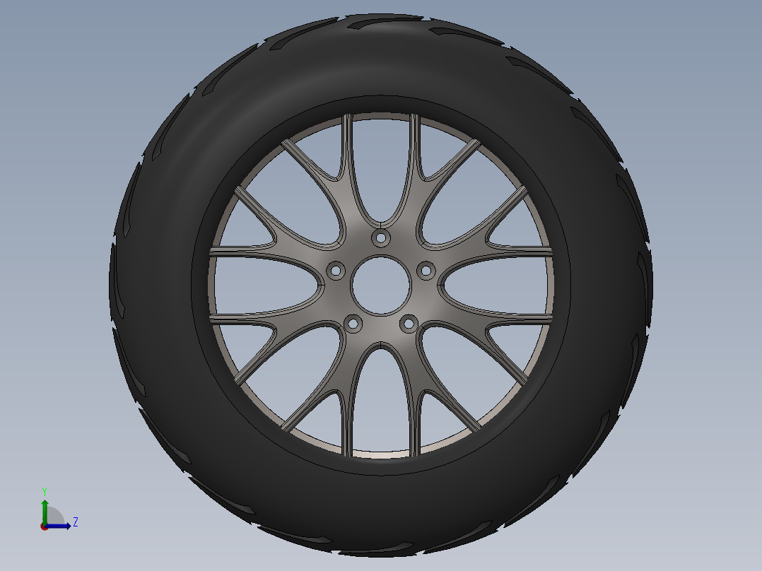 轮胎、车轮、轮毂左视图