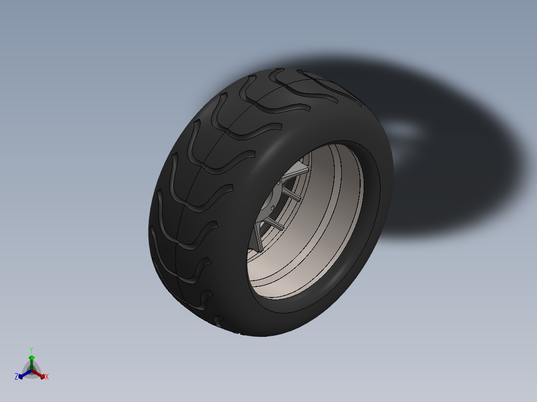 轮胎、车轮、轮毂正等轴测图