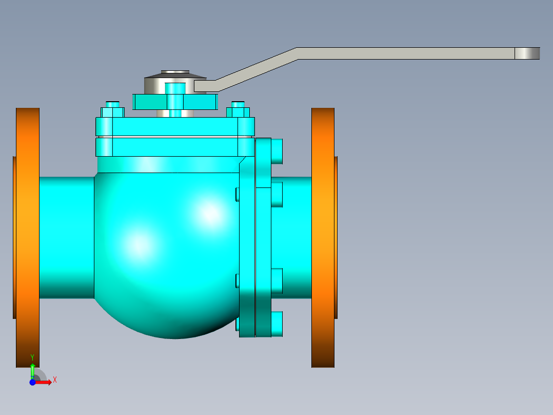 DN50法兰连接球阀前视图