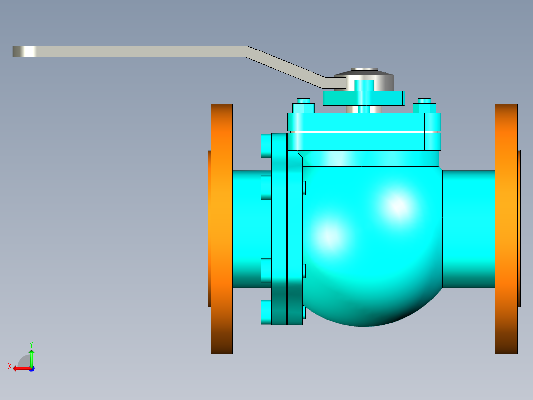 DN50法兰连接球阀后视图