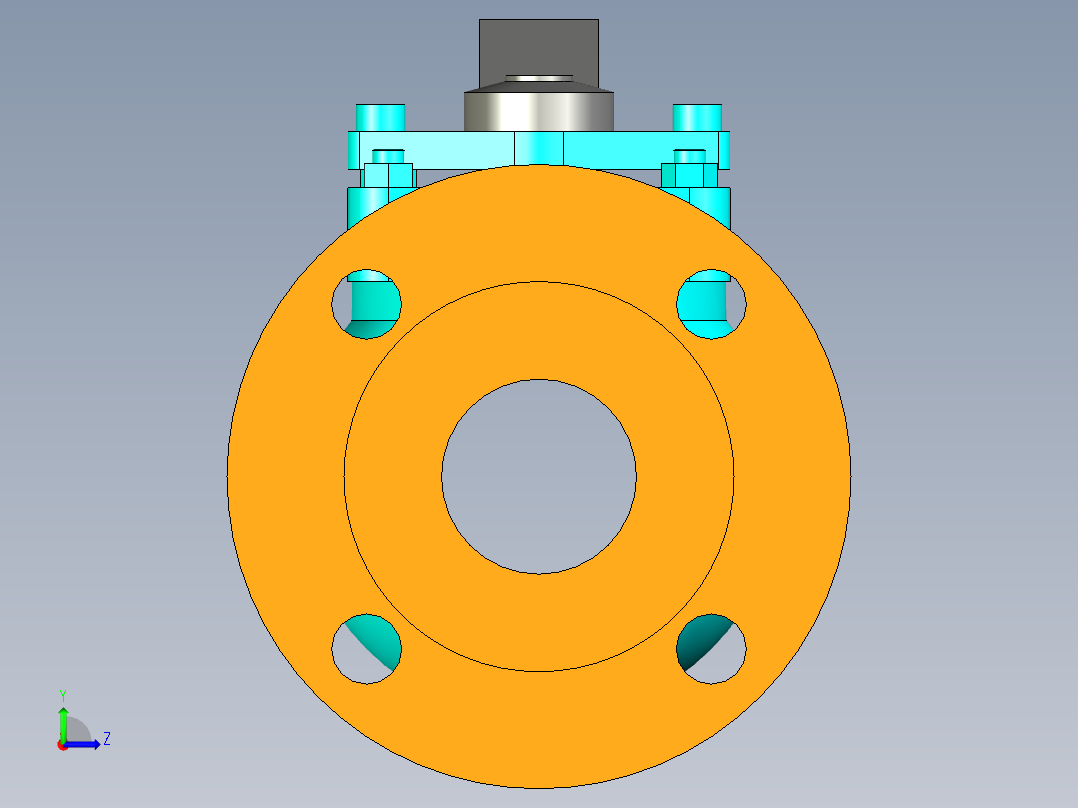 DN50法兰连接球阀左视图